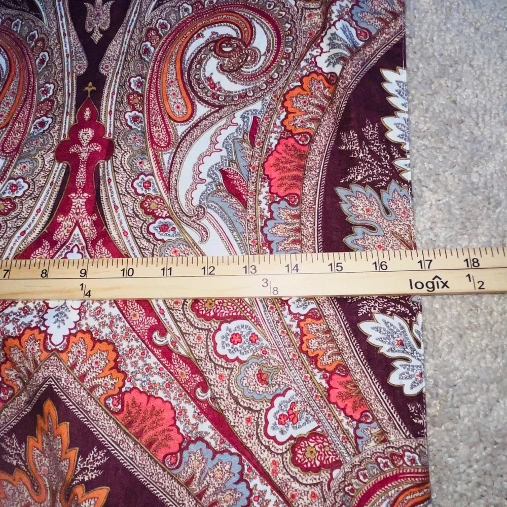 Pottery Barn Paisley Medallion Table Runner Burgundy Terracotta 18x100 Lined